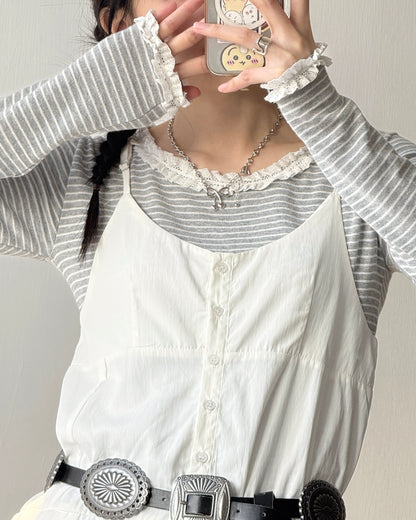 DS288 Button Pleated OPS - White | Black