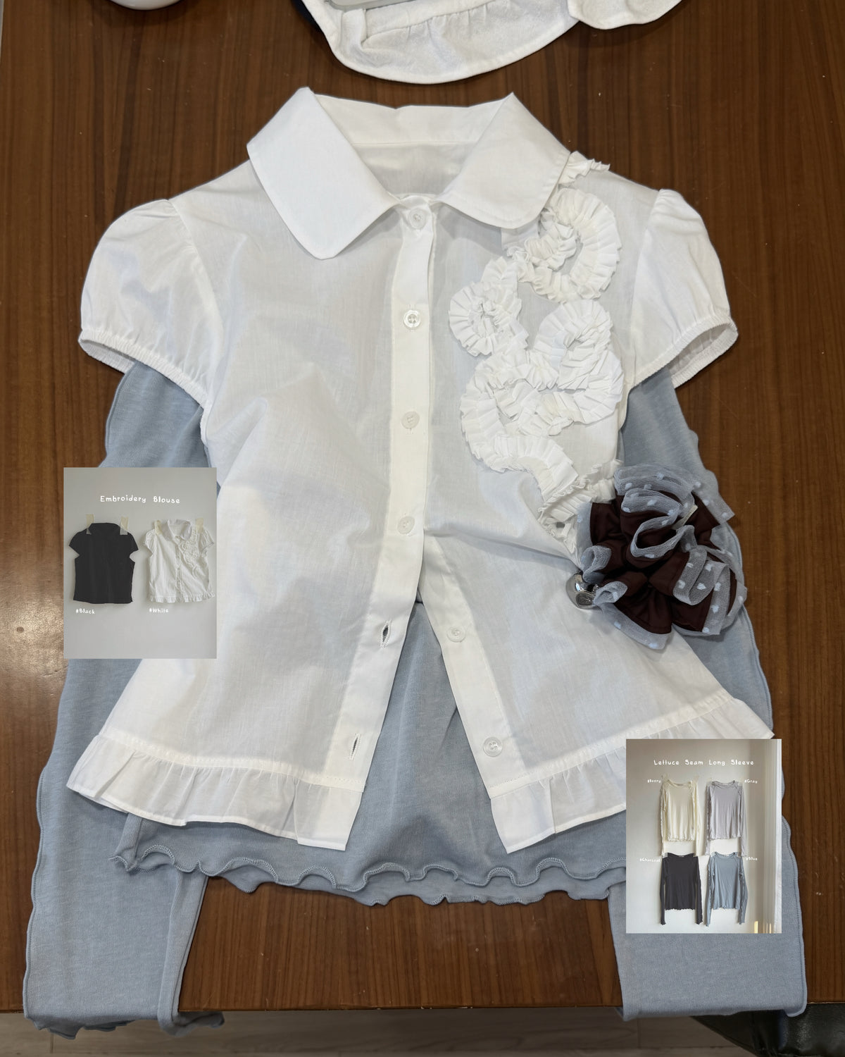 KA439 Mesh Polka Dot Scrunchie - Wine | Blue | Black