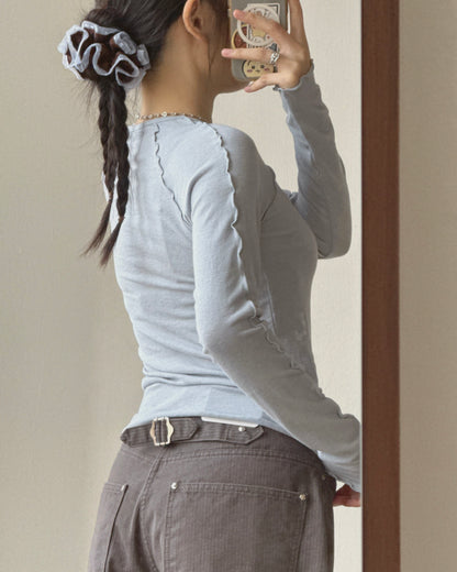 TP621 Lettuce Seam Long Sleeve - Ivory | Gray | Blue | Charcoal