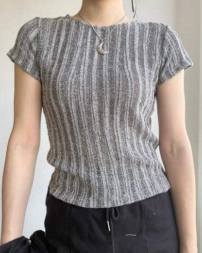 TP539 Knit Top - White | Charcoal