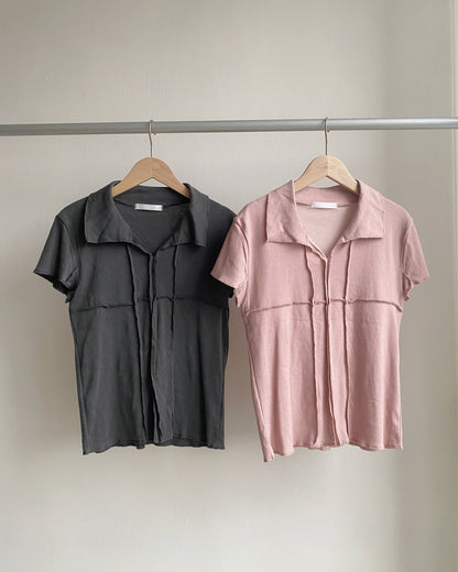 TP517 V-Neck Top - Pink | Charcoal