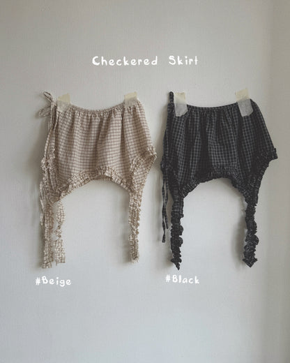 Sk228 Checkered Skirt - Beige | Black