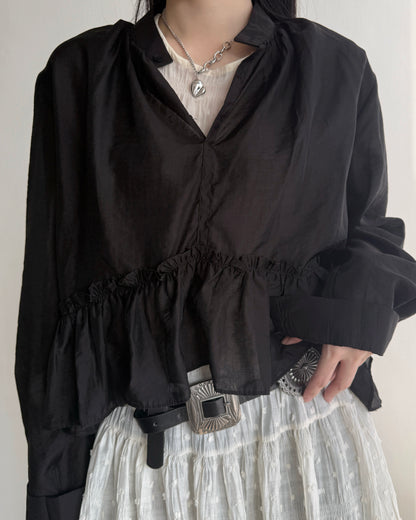 (🧨7-11/2限定優惠) TP568 Ruffle Blouse - White | Khaki | Black