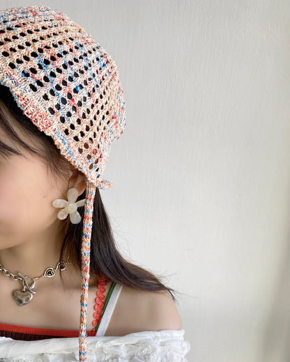 KA316 🌸 FAFA Earring - Ivory | Black