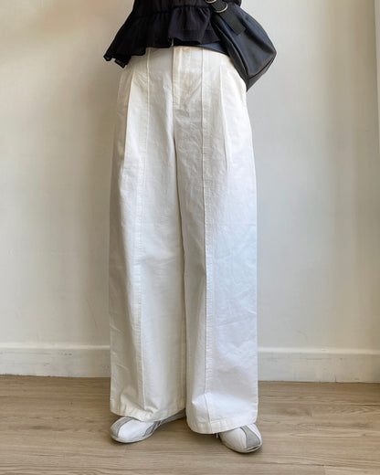 現貨 PT072 Wide Straight-Fit Cotton Pant - White | Beige | Black