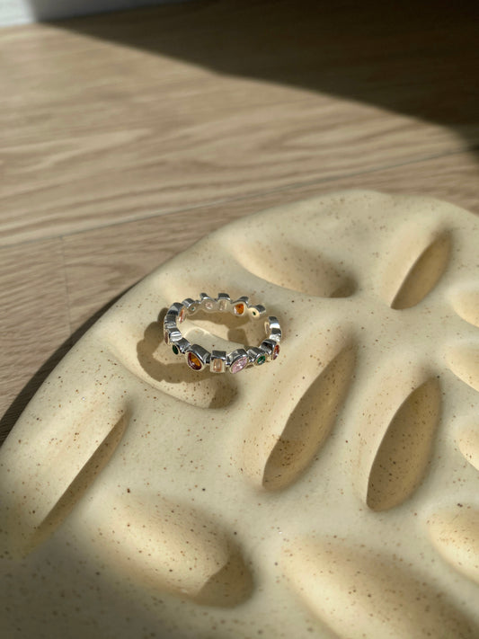KA303 S925 Colour Glass Ring