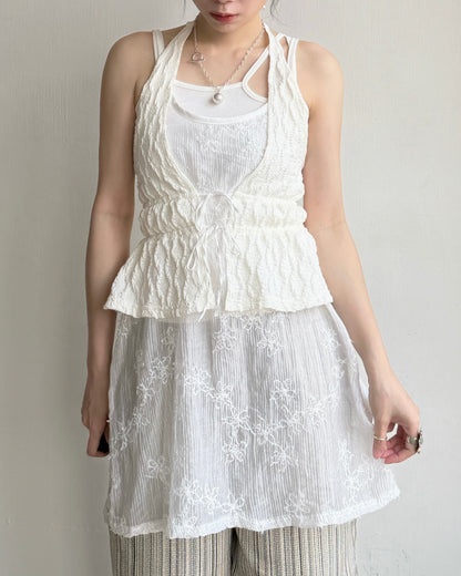 VT296 Half Halter Blouse - Ivory | Black