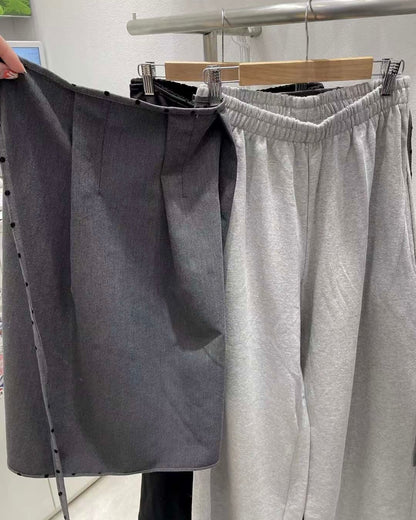 PT074 Polka Dot Warp Pants - Gray | Black