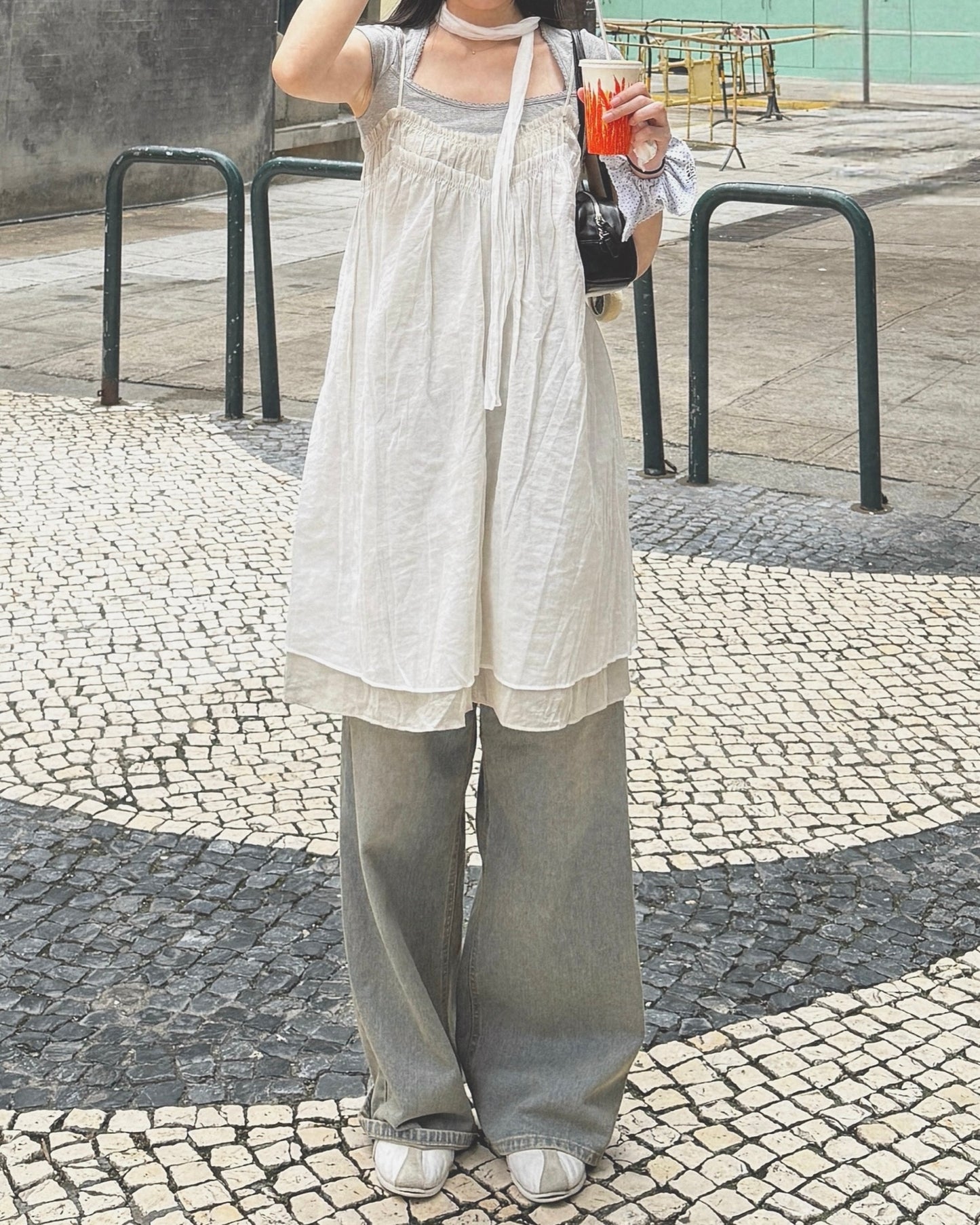 DS293 Minimalist Layered OPS - Ivory | Gray