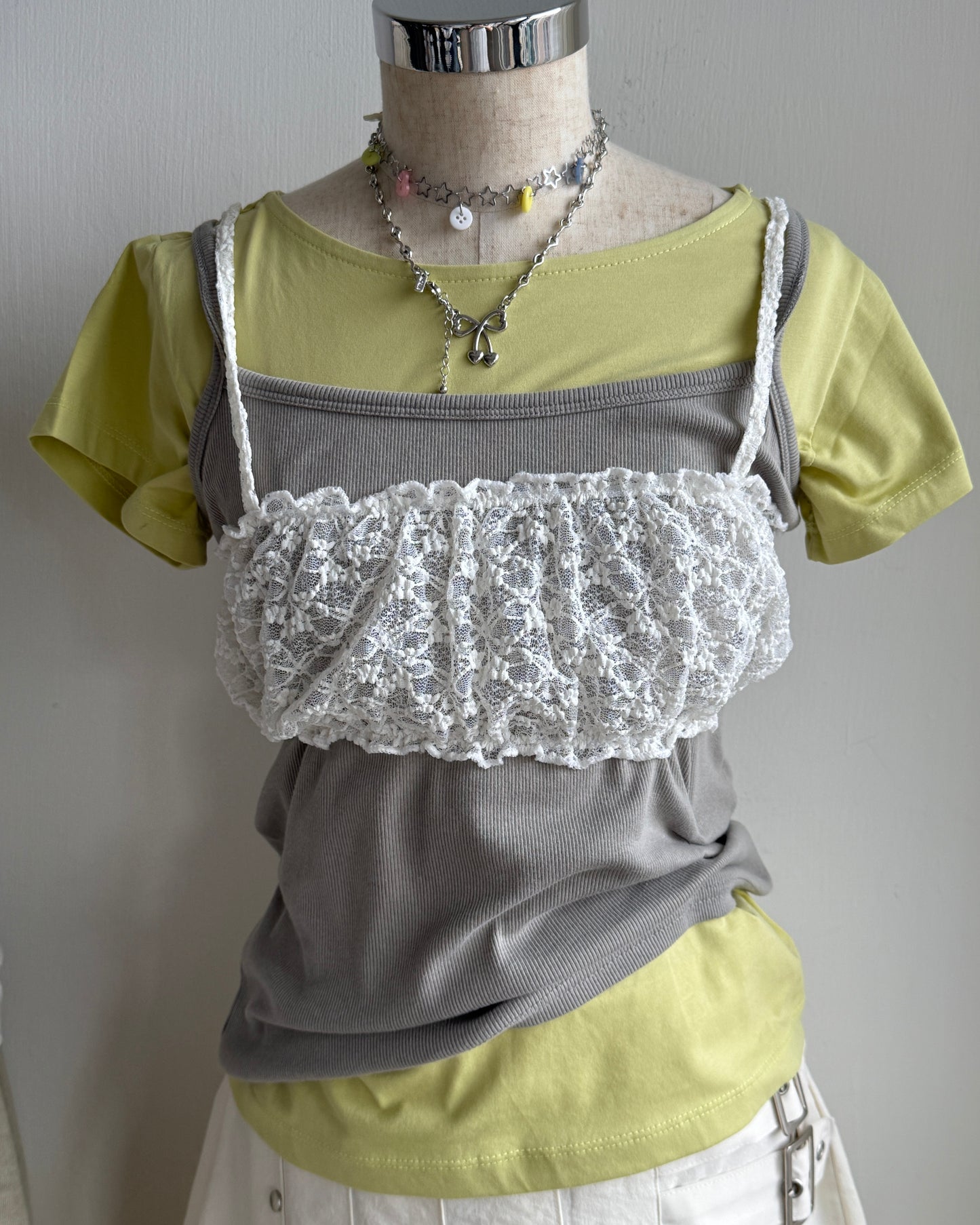 VT318 Floral Lace Bustier - White | Brown | Black