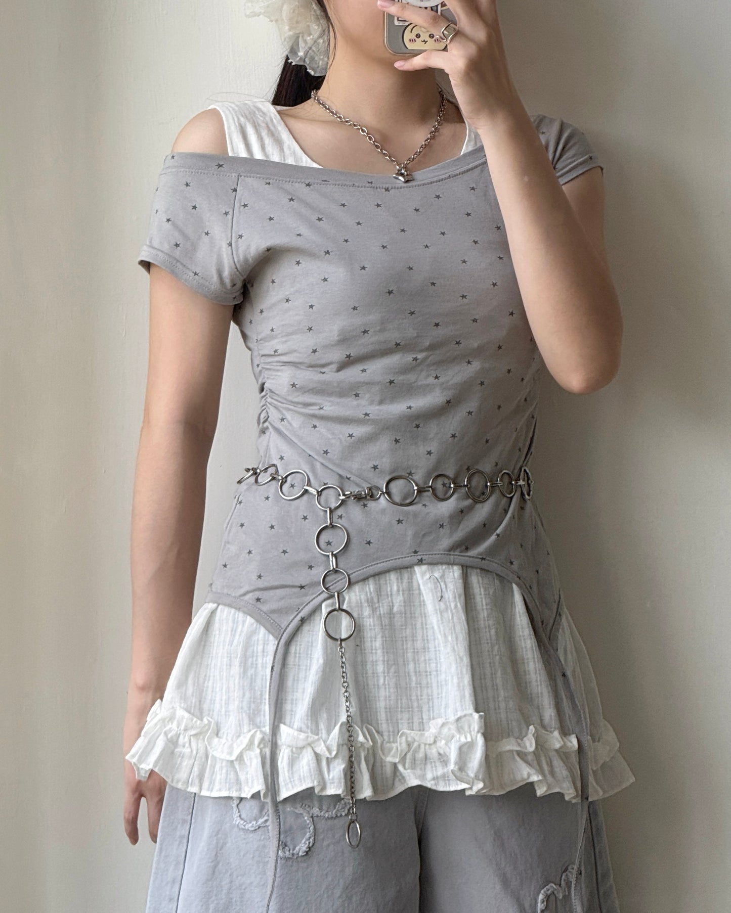 TP543 Star Shirring Top - White | Gray | Black
