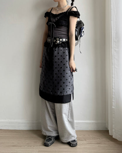 SK219 DotDot Skirt - Skyblue | Charcoal