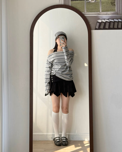 TP572 Striped Snap Top - Gray | Navy