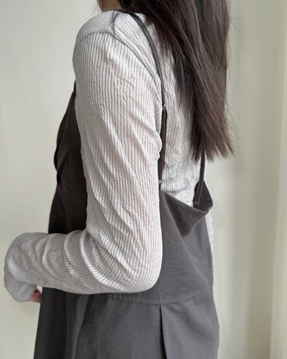 TP608 V-Neck Wrinkles Top - Ivory | Gray | Black