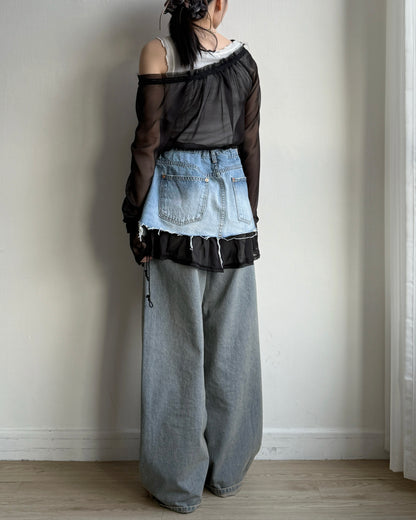 SK217 Denim Layered Skirt