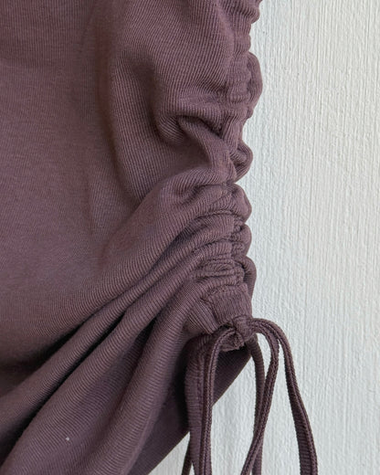 TP609 Drawstring Ruched Tee - White | Wine | Gray | Black