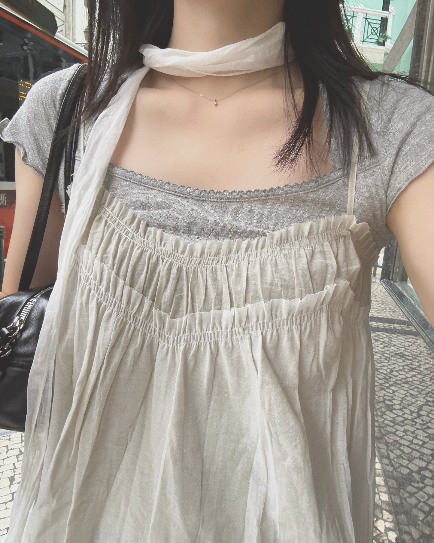 DS293 Minimalist Layered OPS - Ivory | Gray
