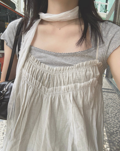 DS293 Minimalist Layered OPS - Ivory | Gray