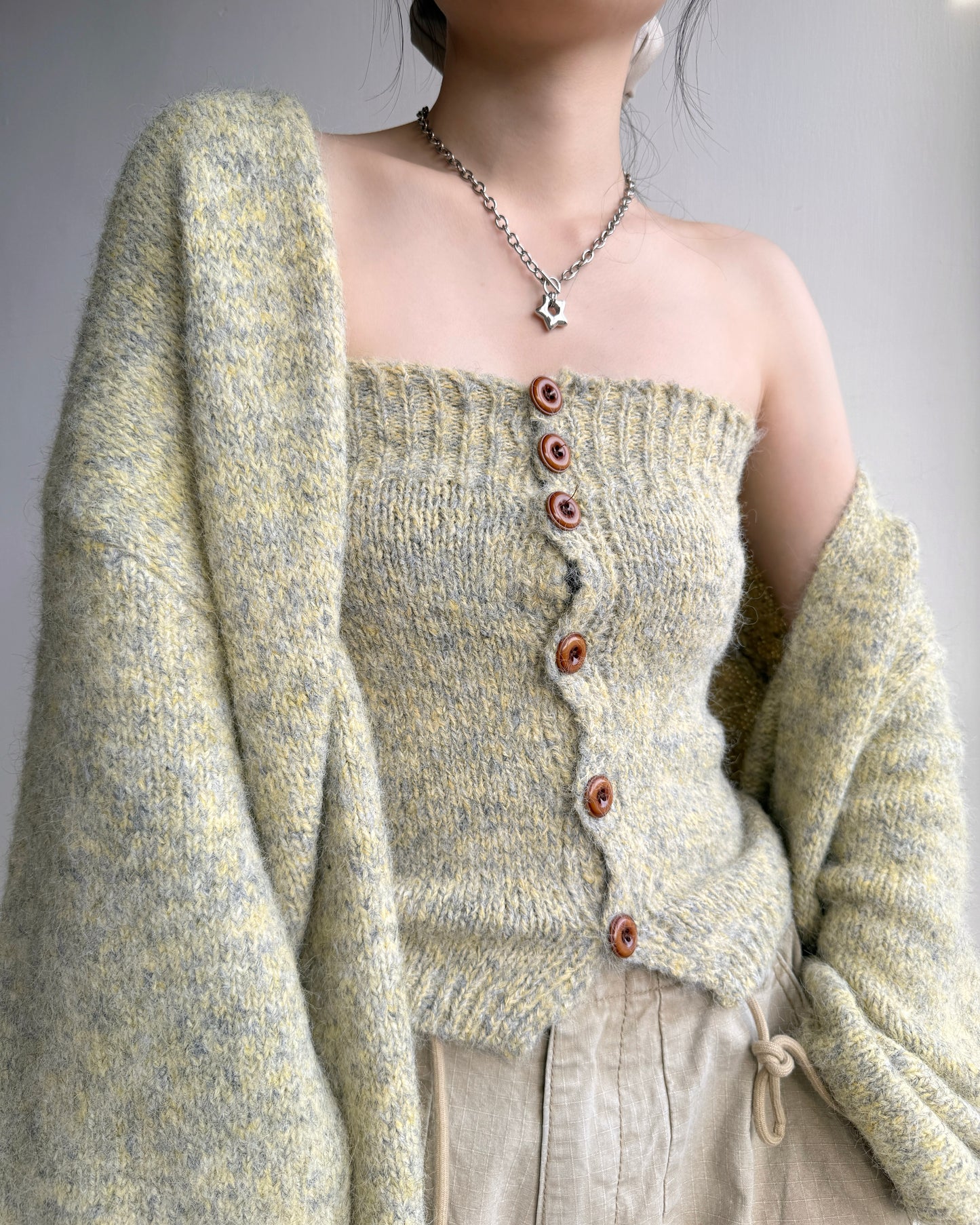 CD056 Cardigan Top Set - Yellow | Blue