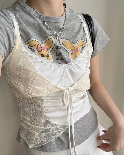 TP582 Rabbit TEE - White | Gray