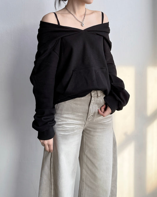 TP553 Shoulder Hoodie - Gray | Black