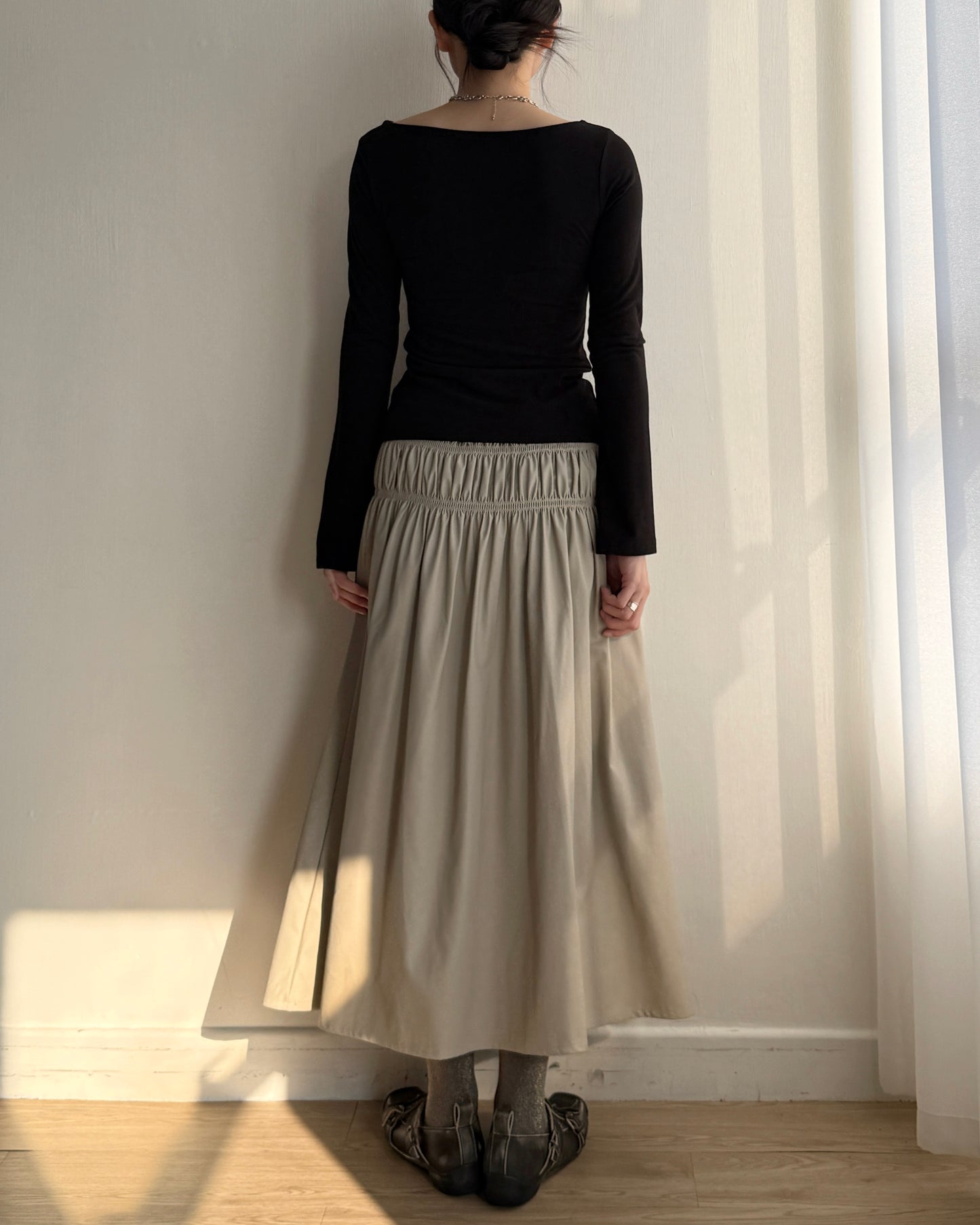 SK212 Maren Skirt - Beige | Charcoal