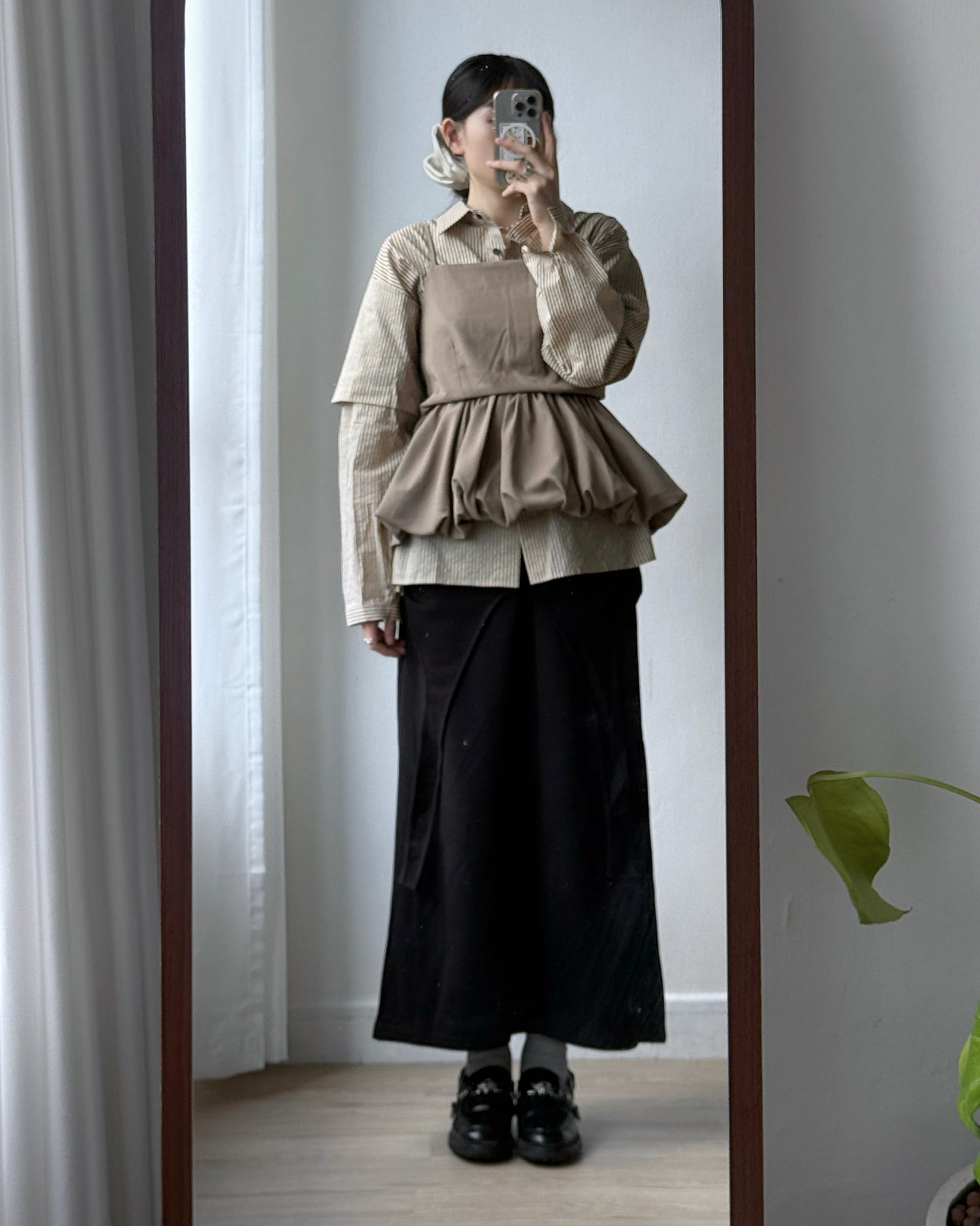 VT263 Balloon Bustier - Beige | Black