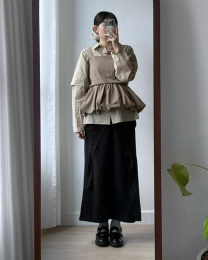 VT263 Balloon Bustier - Beige | Black