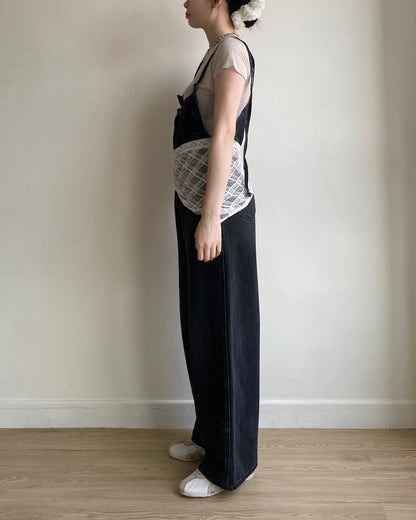 DS275 Unbalanced Overalls Denim Pants