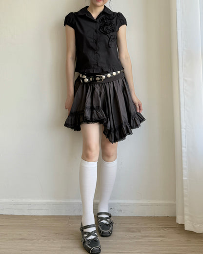 TP599 Embroidery Blouse - White | Black