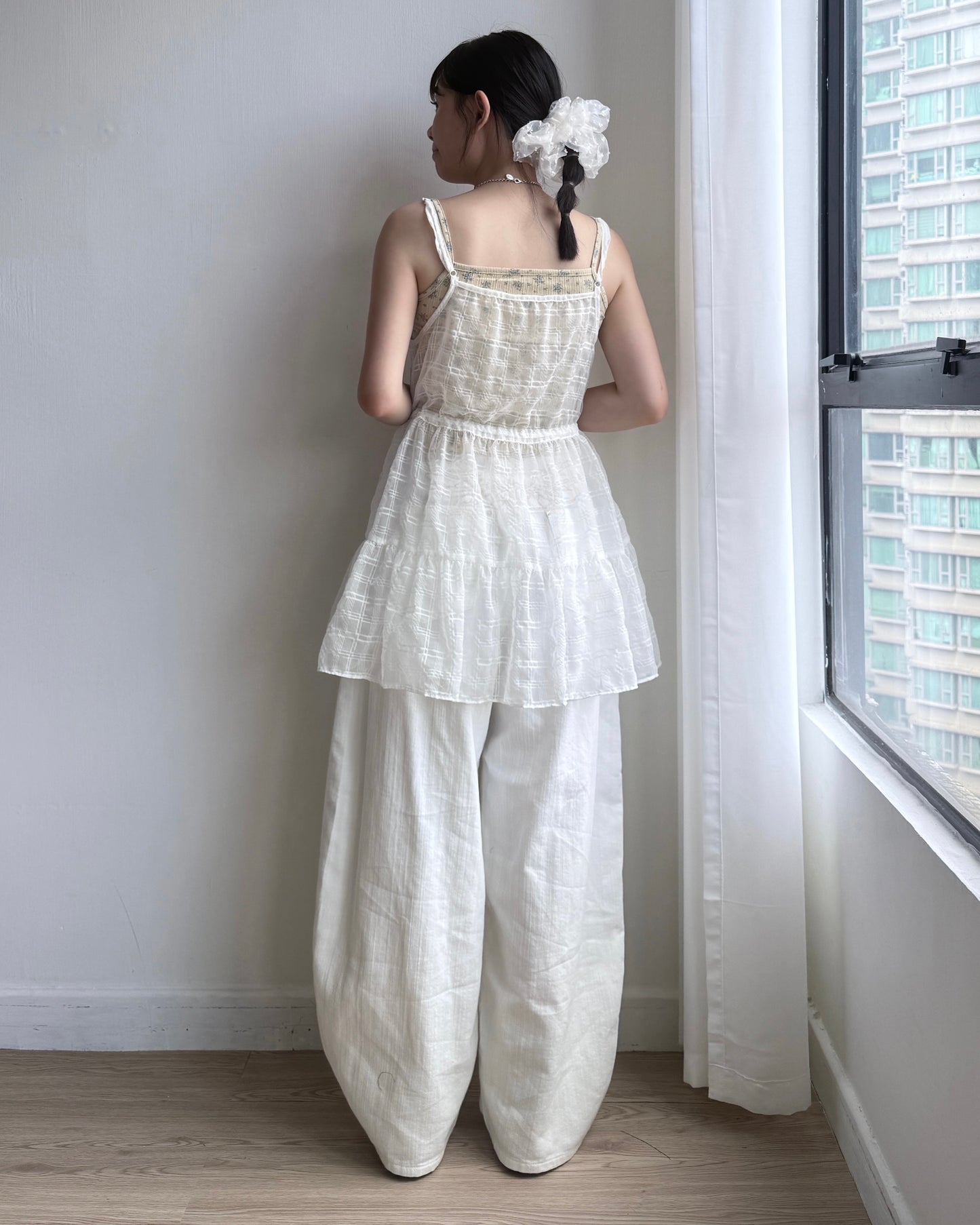 VT255 Check Sheer Vest - White | Black | Blue
