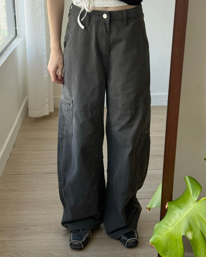 PT084 Unisex Banana Cargo Pants - Beige | Charcoal
