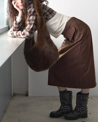 BG033 MoMo Fur Bag - Ivory | Brown