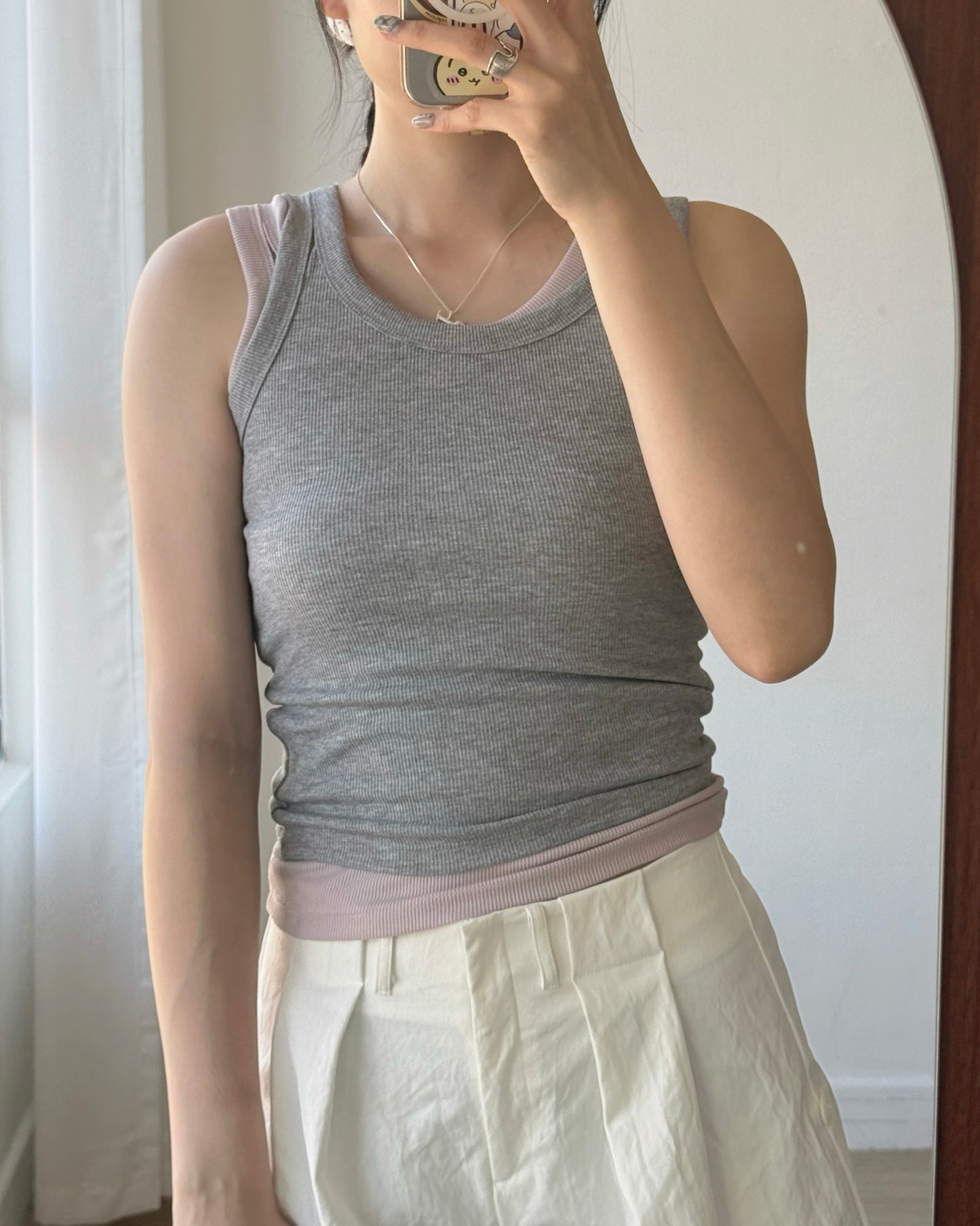 VT311 Layered Tank top - Pink | Beige | Charcoal | Gray