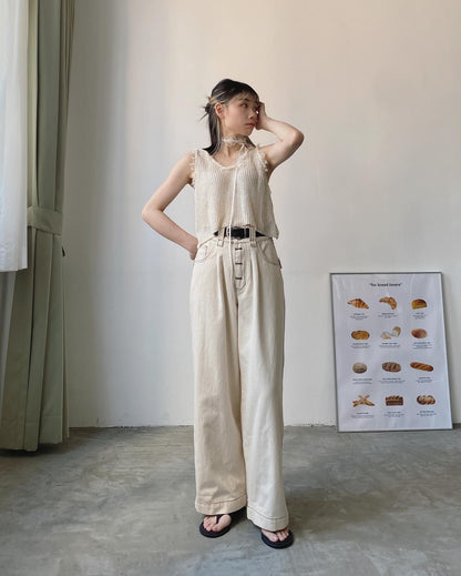 現貨 VT217 SOSO Vest - Ivory | Charcoal