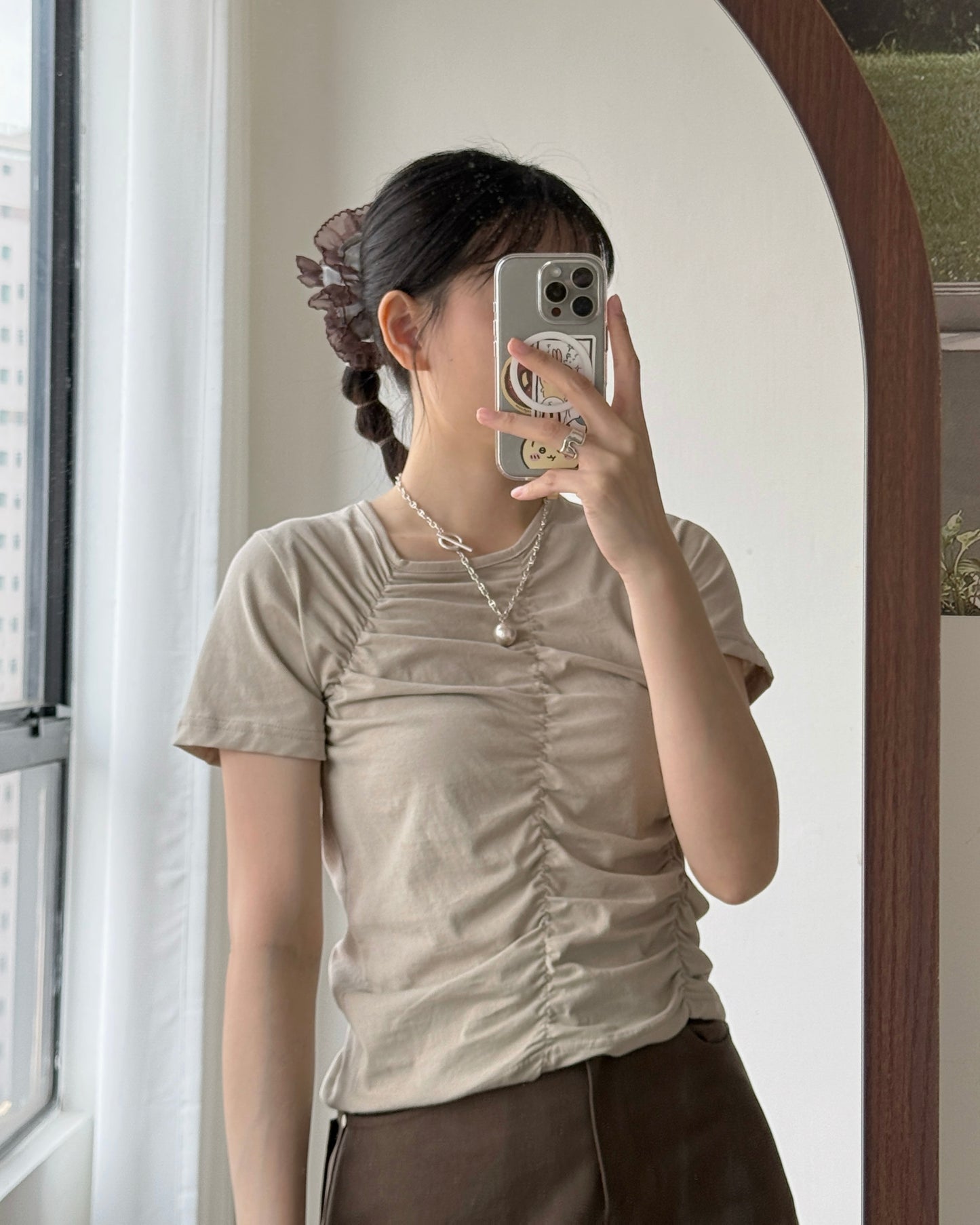 TP585 Embossed Tee - Green | Beige | Charcoal
