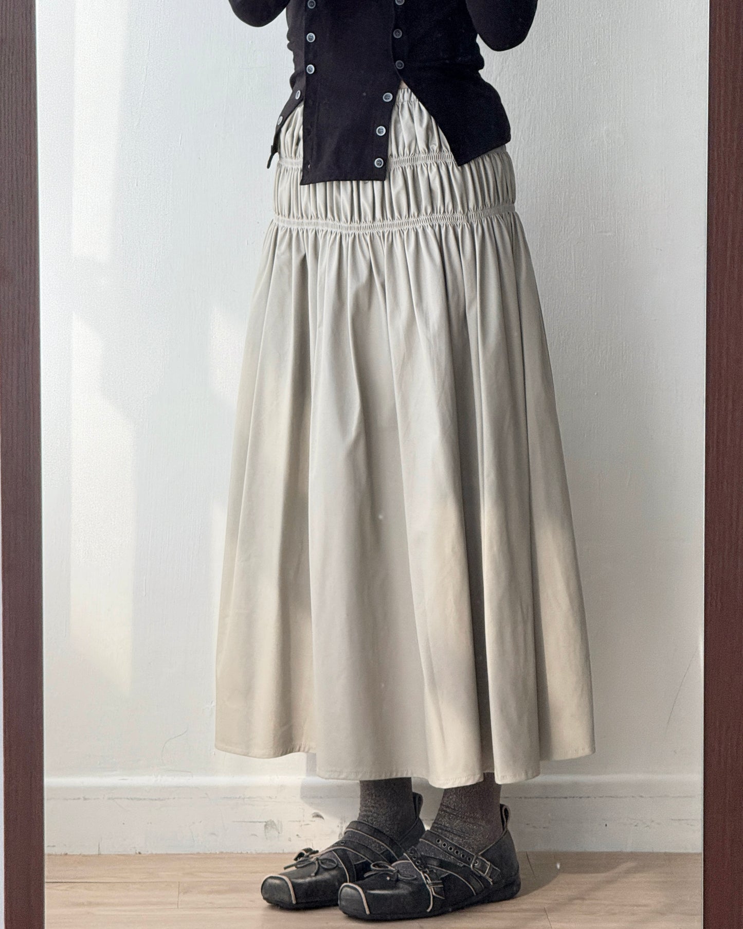 SK212 Maren Skirt - Beige | Charcoal