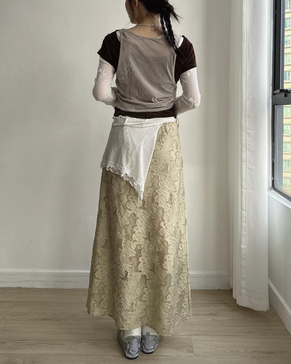 SK230 Textured Maxi Skirt - Beige | Charcoal | Black