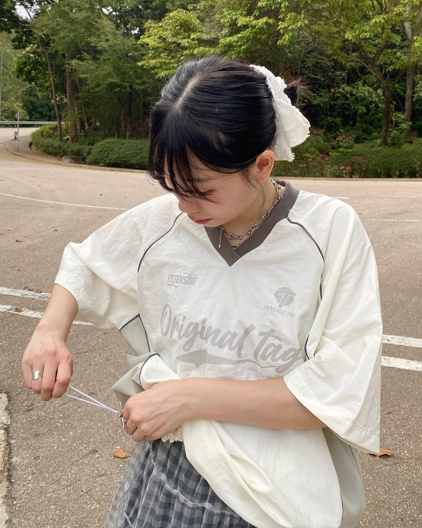 TP515 Unisex Nylon TEE - Ivory | Black
