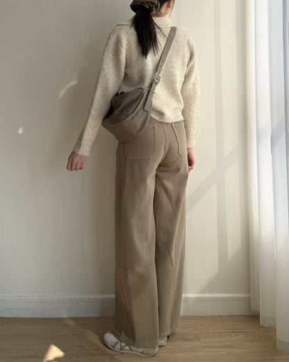 JN062 內有毛毛直筒牛仔褲 - Beige | Blue