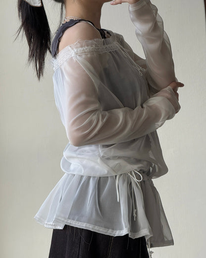 TP576 Sheer Top - White | Black