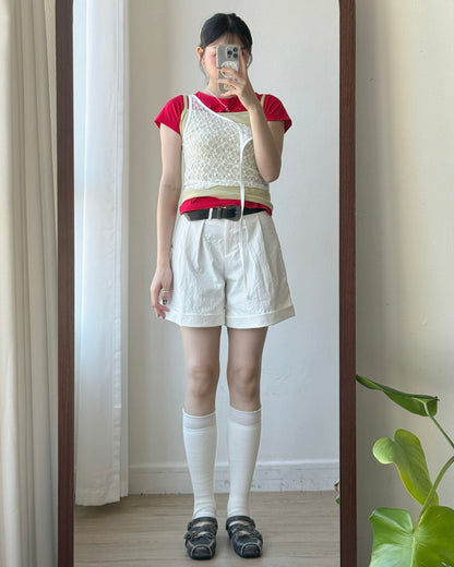 SP021 Roll-up Shorts - White | Black