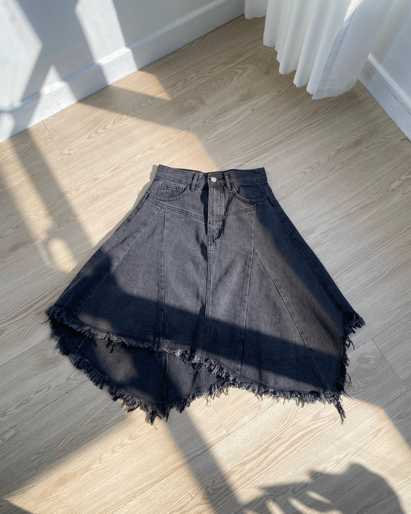 SK181 Irregular Ruffle Skirt - Gray | Black