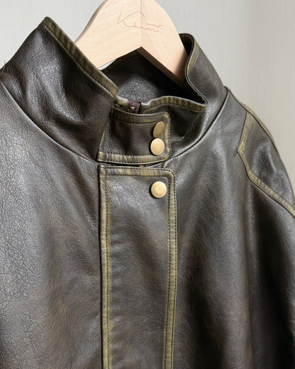 🐏早鳥限定優惠 JK042 Peer Leather Jacket - Dark Brown | Black