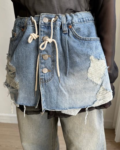 SK217 Denim Layered Skirt