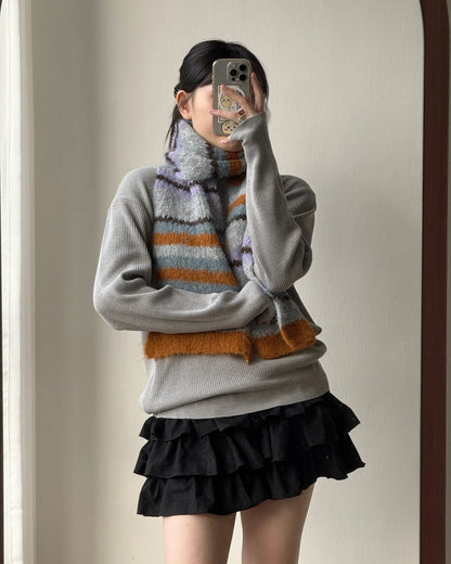 KA377 Wool Striped Muffler - 3colour