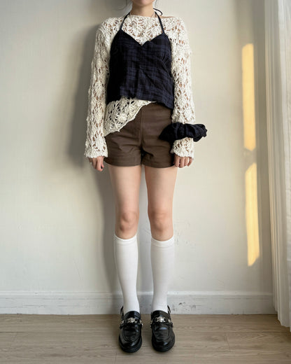 VT279 Check Scrunchie Blouse - Navy | Black