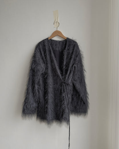 JK045 Hairy Jacket - Black | Gray