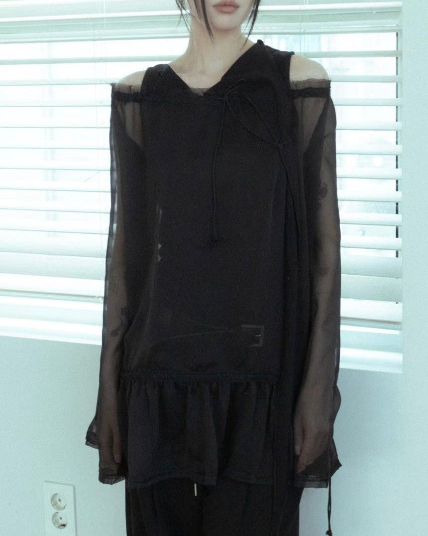 TP576 Sheer Top - White | Black