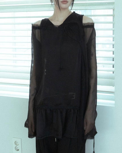 TP576 Sheer Top - White | Black